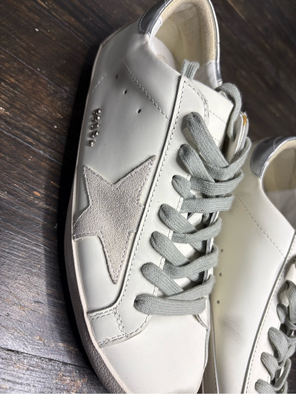 Golden Goose White Leather Sneakers with Light Gray Star